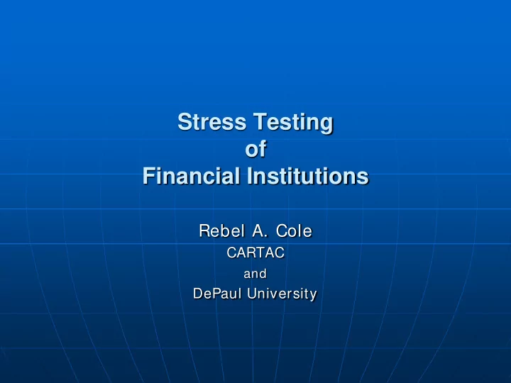 stress testing of financial institutions