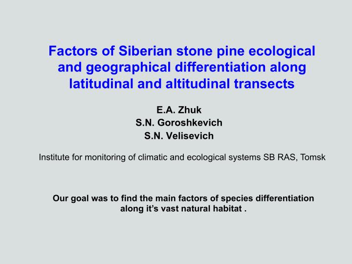 factors of siberian stone pine ecological and