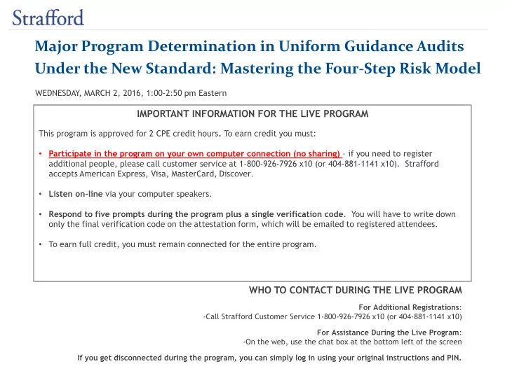 major program determination in uniform guidance audits