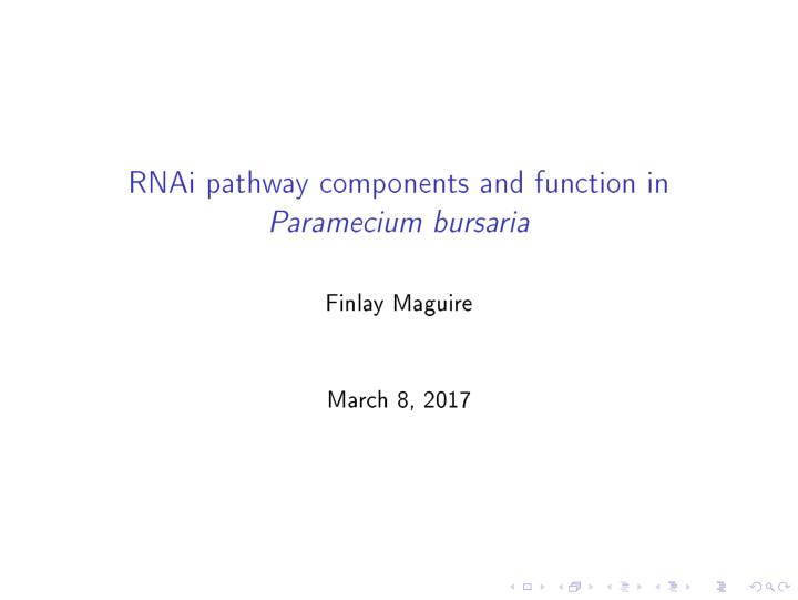 rnai pathway components and function in paramecium