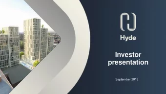 Investor  presentation  September 2018  Agenda  1. Overview  2. Financial results  3. Treasury,
