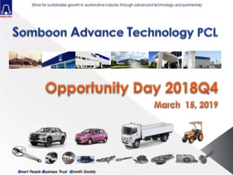 1 S mart People B usiness Trust G rowth Society Company Overview Automotive Industry Overview