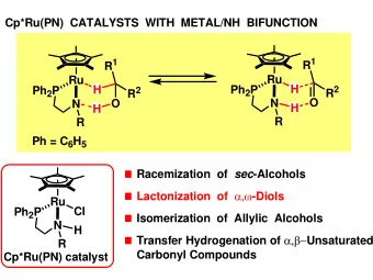 Cp*Ru(PN)  CATALYSTS WITH METAL/NH BIFUNCTION R 1 R 1  Ru  Ru  H  H Ph 2 P Ph 2 P R 2 R 2  O  O  N