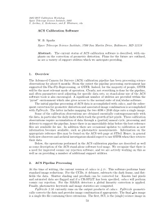 ACS Calibration Software  W. B. Sparks  Space Telescope Science Institute, 3700 San Martin Drive,