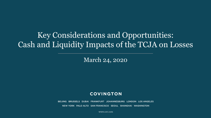 key considerations and opportunities cash and liquidity