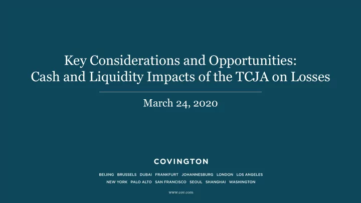 key considerations and opportunities cash and liquidity