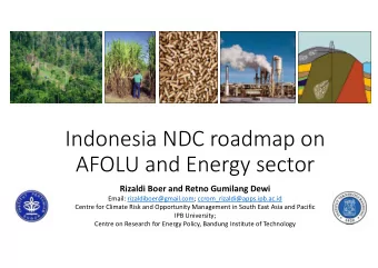 Indonesia NDC roadmap on AFOLU and Energy sector Rizaldi Boer and Retno Gumilang Dewi Email: