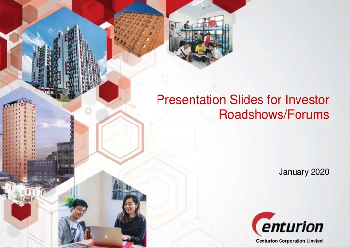 presentation slides for investor roadshows forums
