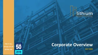 Corporate Overview  TSX-V: SLL  OTCQX: STLHF  JULY 2020  XETRA: S5L  DISCLAIMER The Presentation is