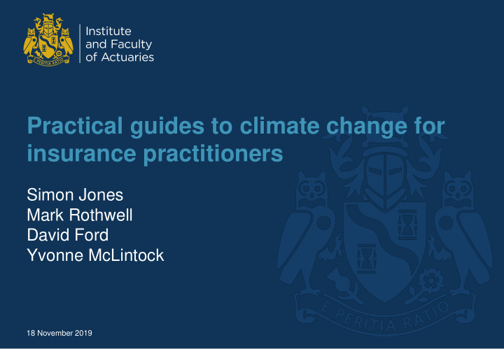 practical guides to climate change for insurance