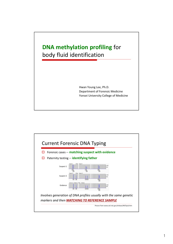 dna methylation profiling for body fluid identification