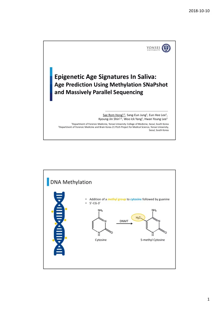 epigenetic age signatures in saliva