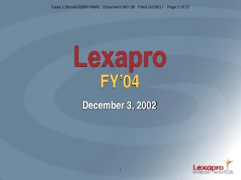 Lexapro  FY04  December 3, 2002  1  Case 1:09-md-02067-NMG   Document 687-36   Filed 02/28/17