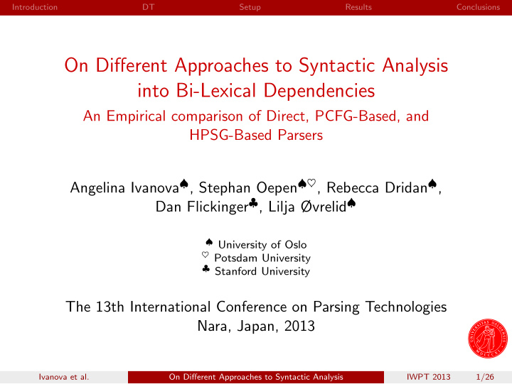 on different approaches to syntactic analysis into bi