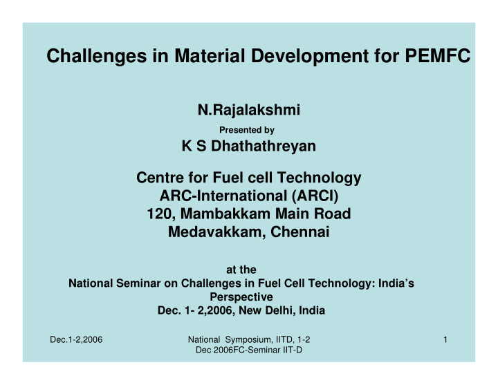 challenges in material development for pemfc
