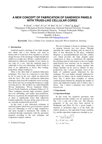 A NEW CONCEPT OF FABRICATION OF SANDWICH PANELS  WITH TRUSS-LIKE CELLULAR CORES H. Kwak 1 , A. Kim