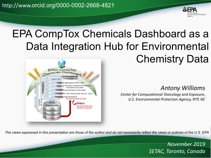 epa comptox chemicals dashboard as a data integration hub