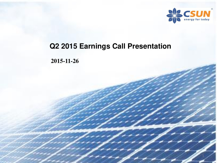 q2 2015 earnings call presentation
