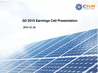 Q2 2015 Earnings Call Presentation  2015-11-26  1 Disclaimer &amp; Safe Harbor Statement  This