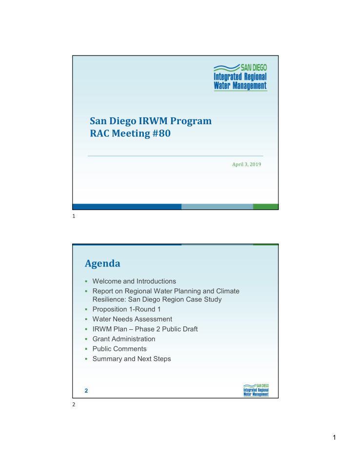 san diego irwm program rac meeting 80