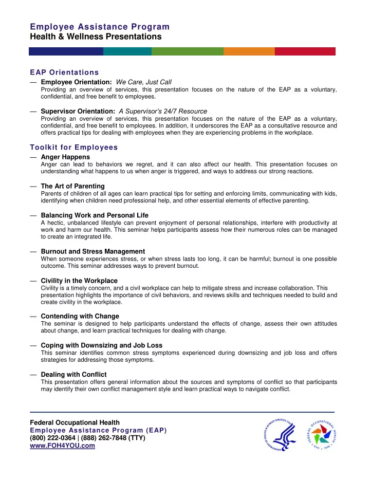 employee assistance program health amp wellness