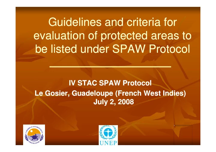 guidelines and guidelines and criteria criteria for for