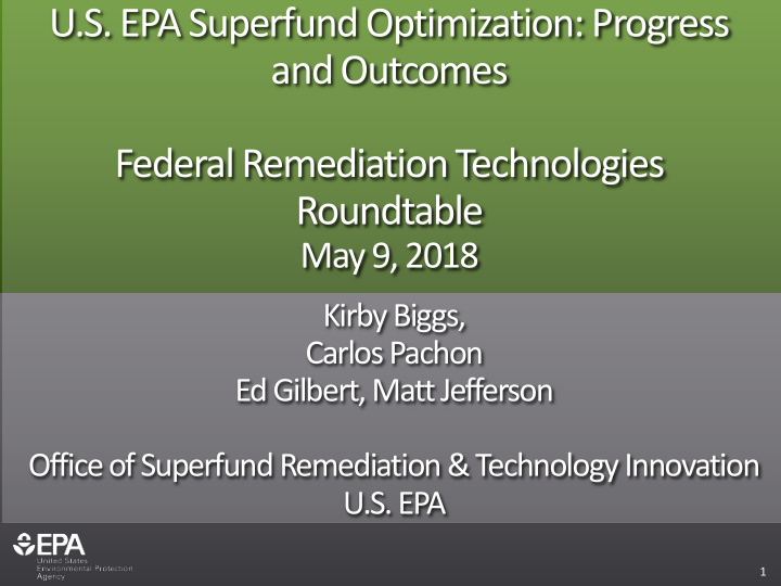 u s epa superfund optimization progress and outcomes