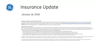 Insurance Update  January 16, 2018  CAUTION CONCERNING FORWARD-LOOKING STATEMENTS:  This document