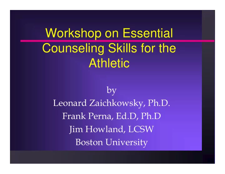 workshop on essential counseling skills for the athletic