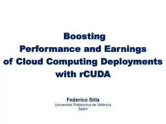 Boostin  Boosting  g  Perf  erfor  ormance  mance and Ear  and Earnings  nings  of Cloud Computing