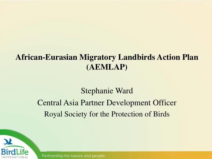 african eurasian migratory landbirds action plan aemlap