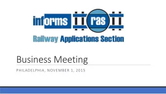 Business Meeting  PHILADELPHIA, NOVEMBER 1, 2015  Outline  RAS Problem Solving Competition Award