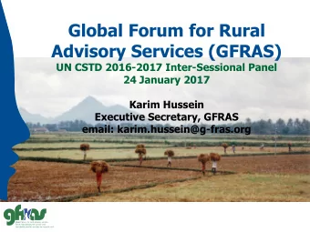 Global Forum for Rural  Advisory Services (GFRAS)  UN CSTD 2016-2017 Inter-Sessional Panel  24