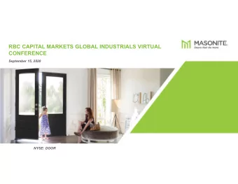 RBC CAPITAL MARKETS GLOBAL INDUSTRIALS VIRTUAL  CONFERENCE  September 15, 2020  NYSE: DOOR