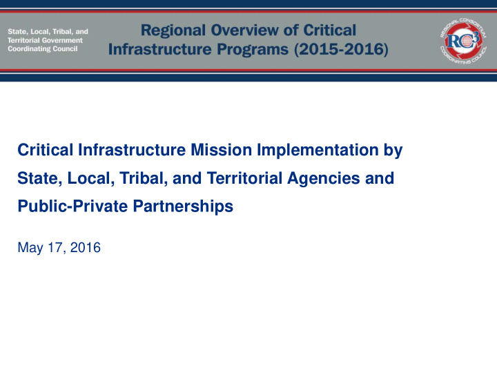 critical infrastructure mission implementation by state