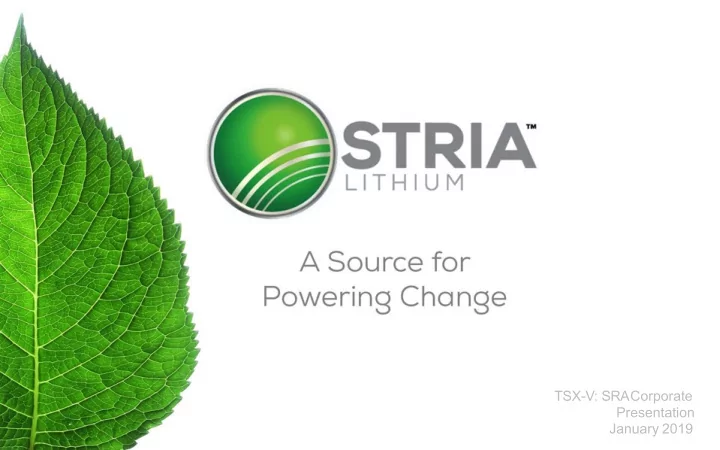 tsx v sra corporate presentation january 2019