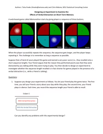 Designing an Experiment to Examine the Effects of Verbal Distraction on Short  Term Memory A web