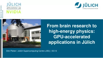 From brain research to  high-energy physics:  GPU-accelerated  applications in Jlich  Dirk