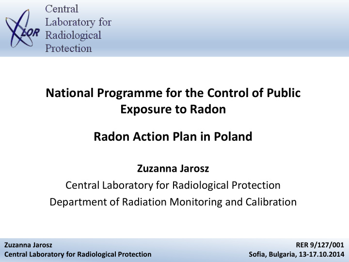national programme for the control of public exposure to