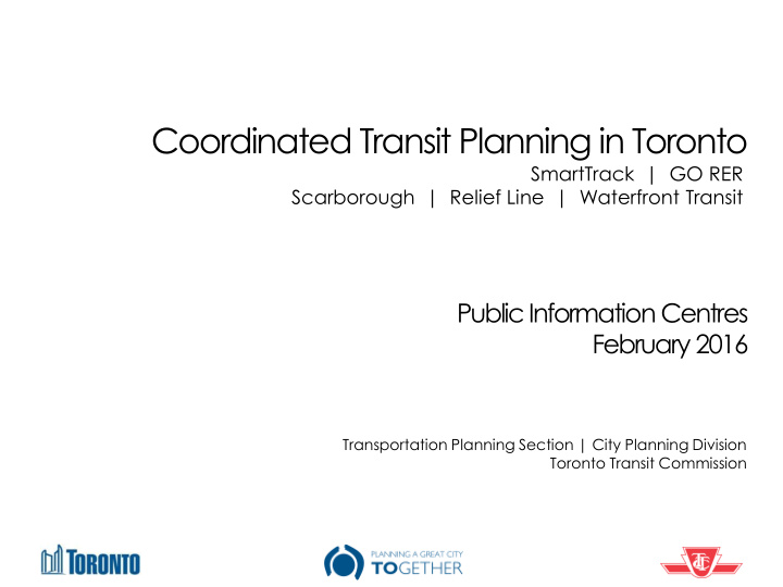 coordinated transit planning in toronto