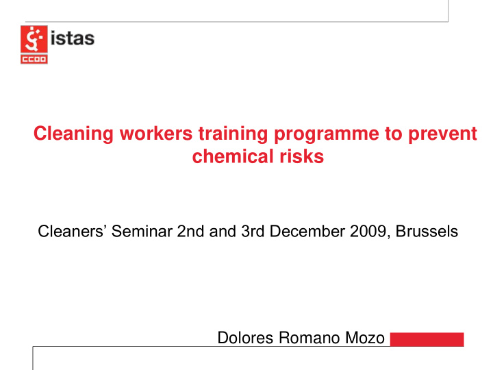 cleaning workers training programme to prevent chemical