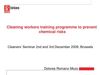 Cleaning workers training programme to prevent  chemical risks  Cleaners Seminar 2nd and 3rd