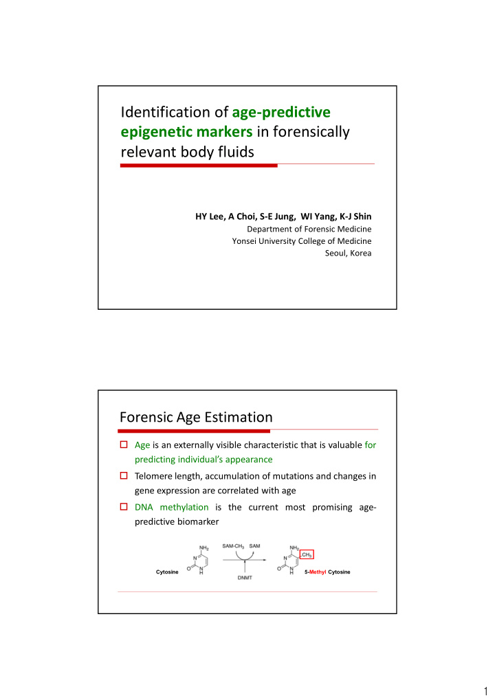 identification of age predictive epigenetic markers in