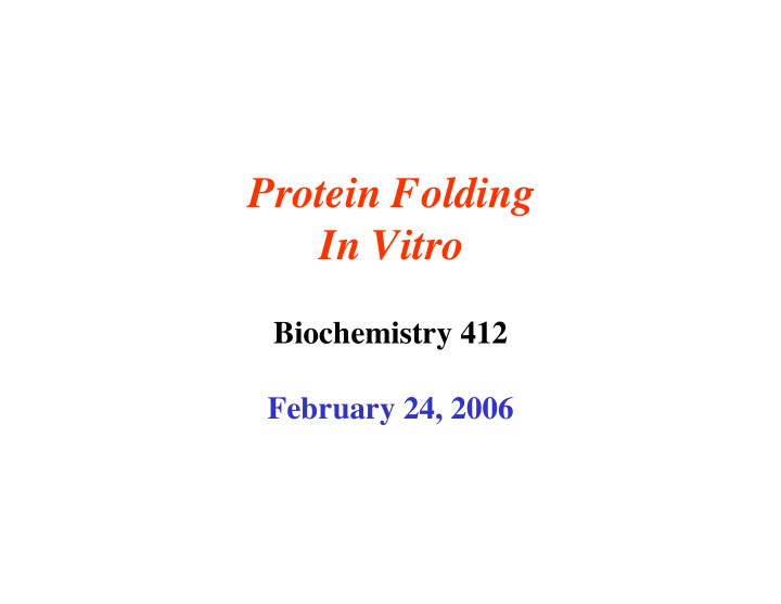 protein folding in vitro