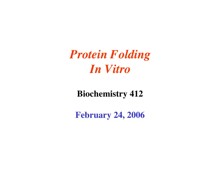protein folding in vitro