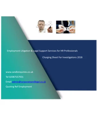Employment Litigation &amp; Legal Support Services for HR Professionals Charging Sheet For