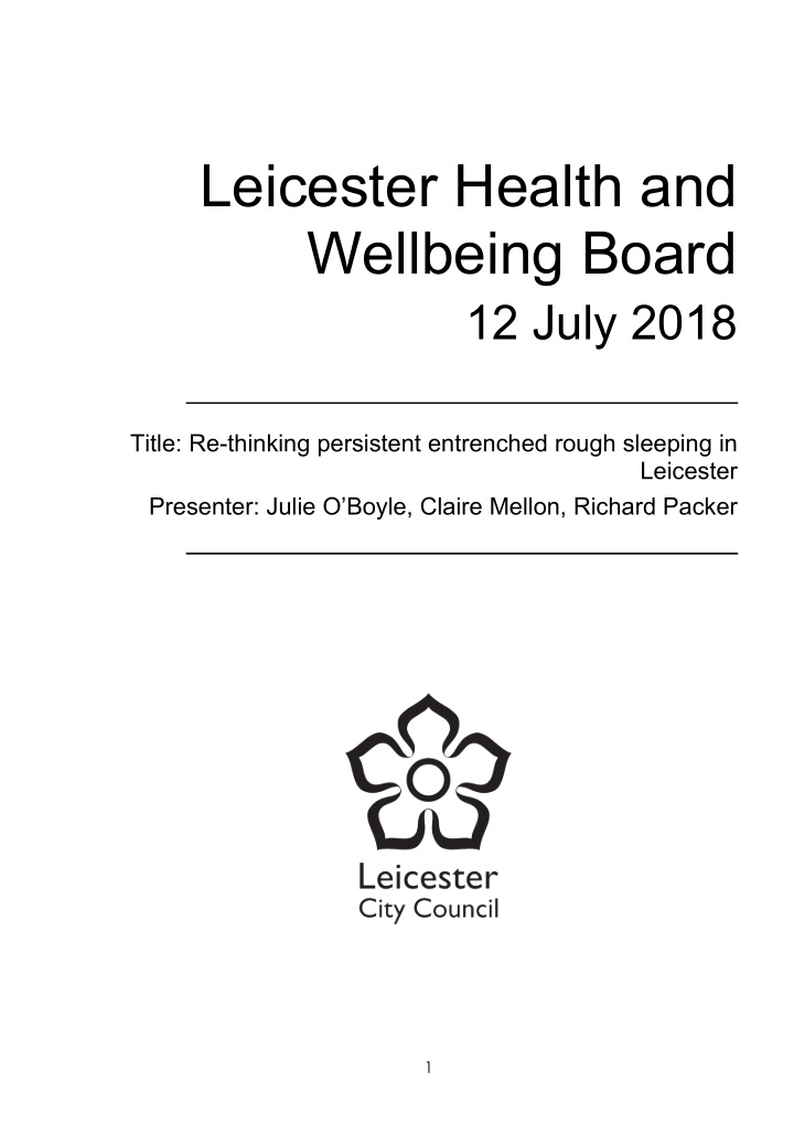 leicester health and wellbeing board