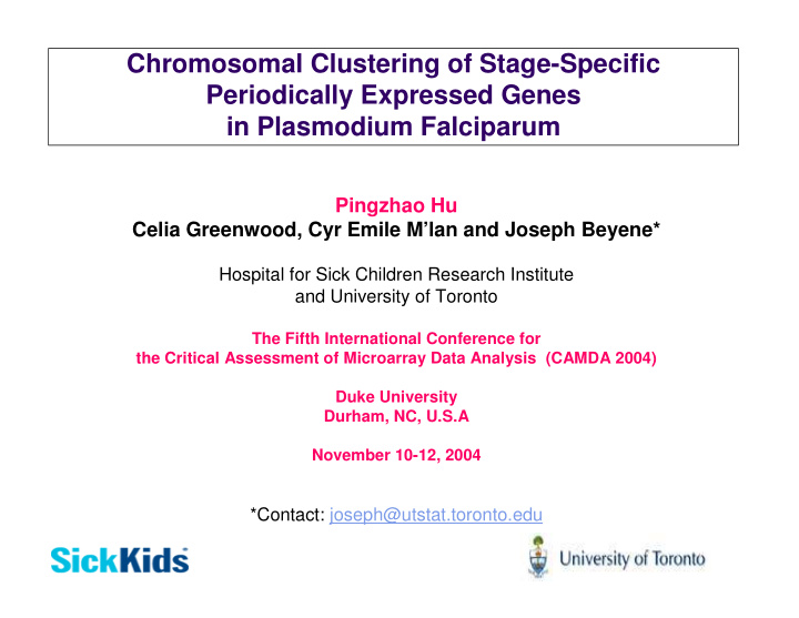 chromosomal clustering of stage specific periodically