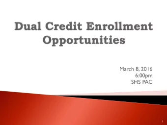 March 8, 2016  6:00pm  SHS PAC  1  Welcome &amp; Introductions  Beth Porter  Tech Prep  Beth Porter