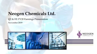 Neogen Chemicals Ltd.  Q2 &amp; H1 FY20 Earnings Presentation  November 2019  Safe Harbour  2